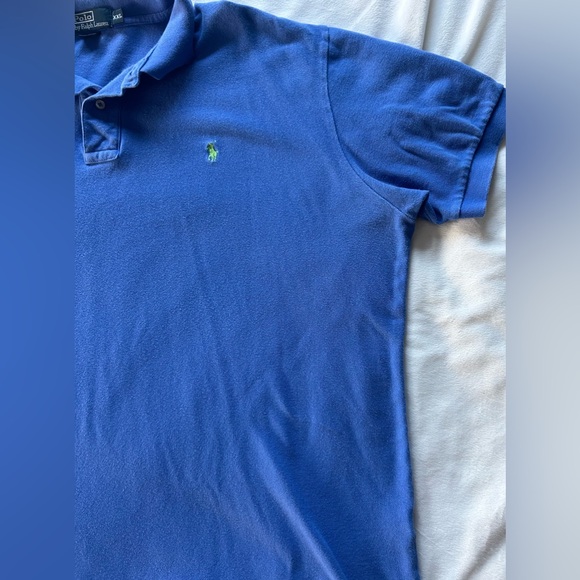Polo Ralph Lauren Solid Blue Mens Green Pony Short Sleeve Polo Shirt XXL - Picture 6 of 6